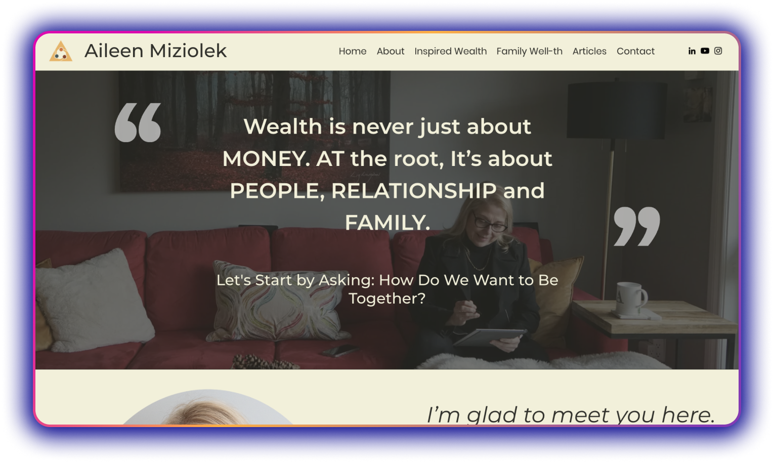 Screenshot of Client Work: Aileen Miziolek